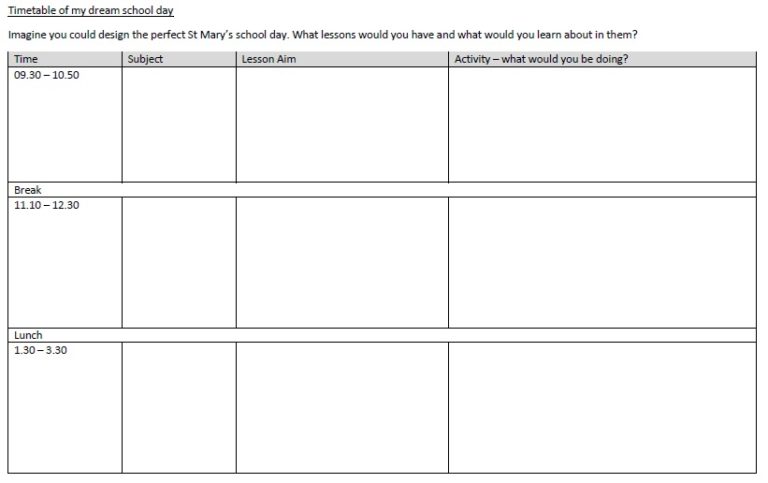timetable | St Mary's CofE Primary School